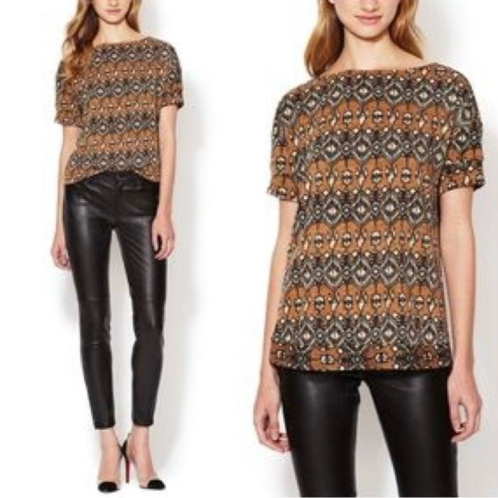 Miha Boatneck Dolman Sleeve Geo Taupe Multi Small